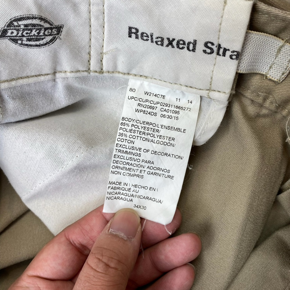 Dickies Relaxed Straight Work Pants Khaki Beige Mens 34x30‎ - Picture 3 of 10